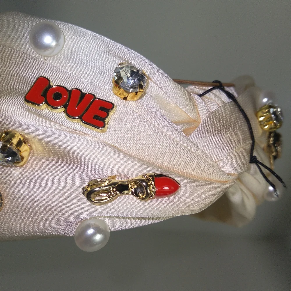 Embellished Lover Of Shoes & Fashion Cream Headband